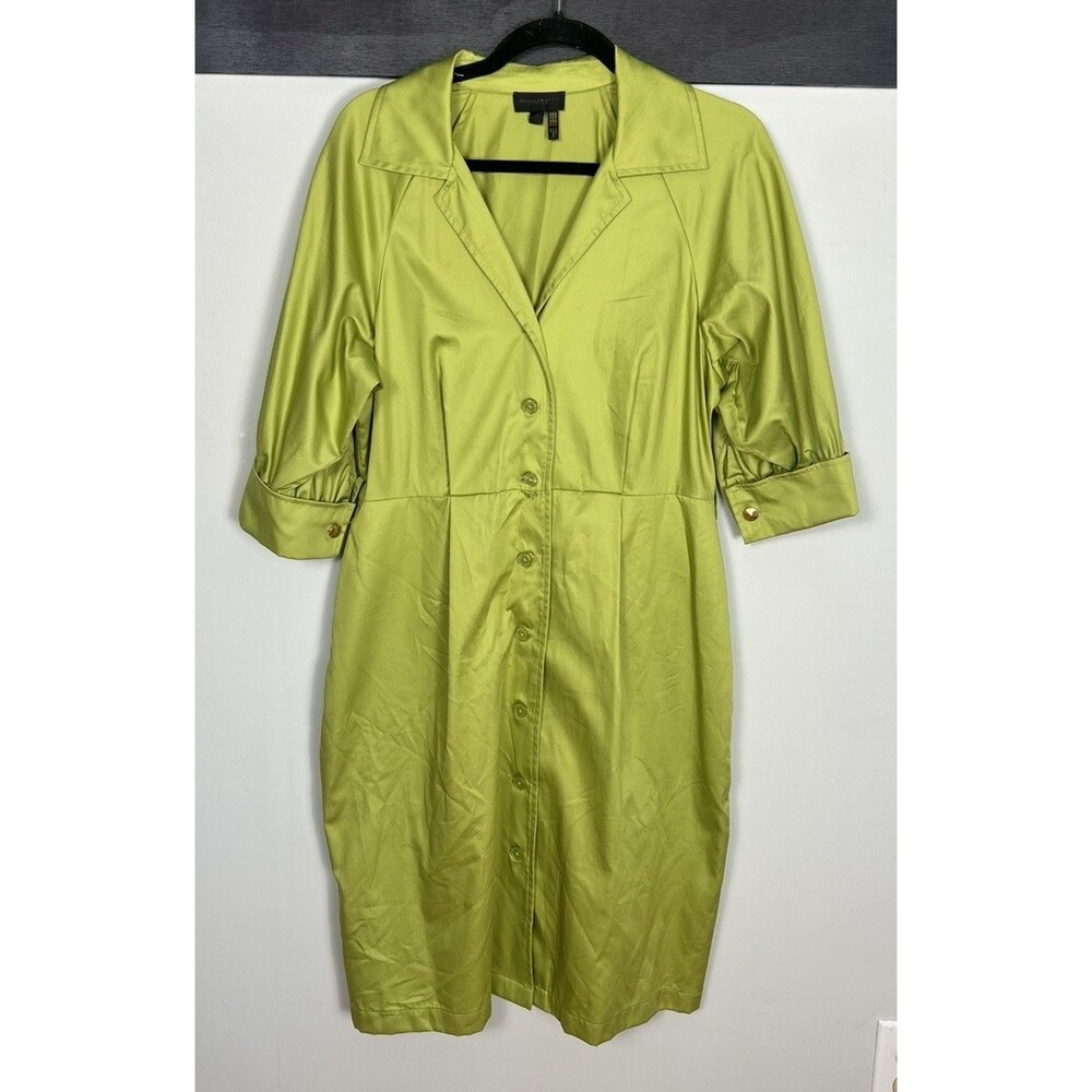 NWOT Donna Karan New York Women's Kiwi Green Cotton Shirtdress Size 10